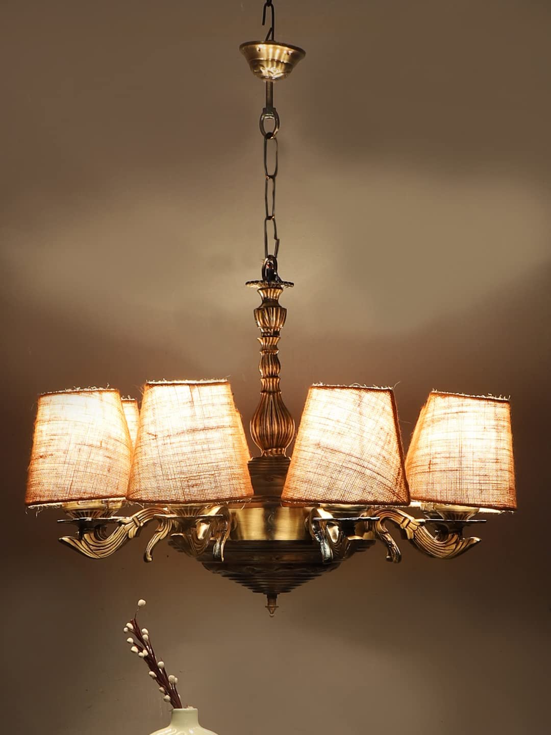 New Era 08 Light Chandelier with Khadi Lamp Shade(ENG38)