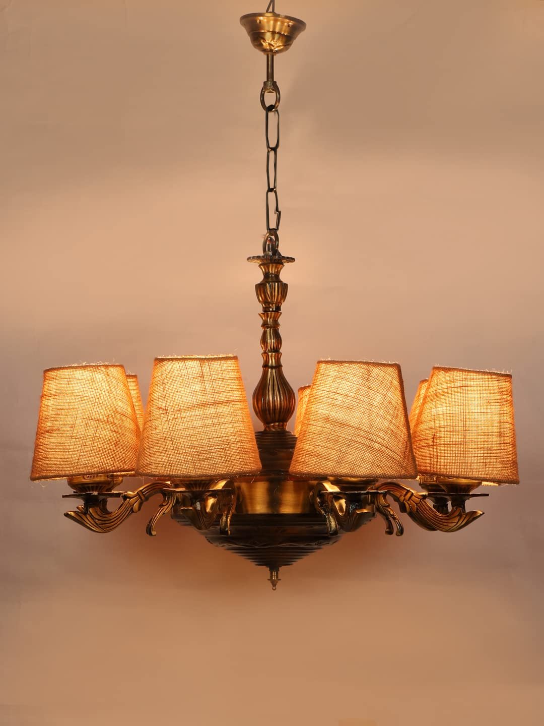 New Era 08 Light Chandelier with Khadi Lamp Shade(ENG38)