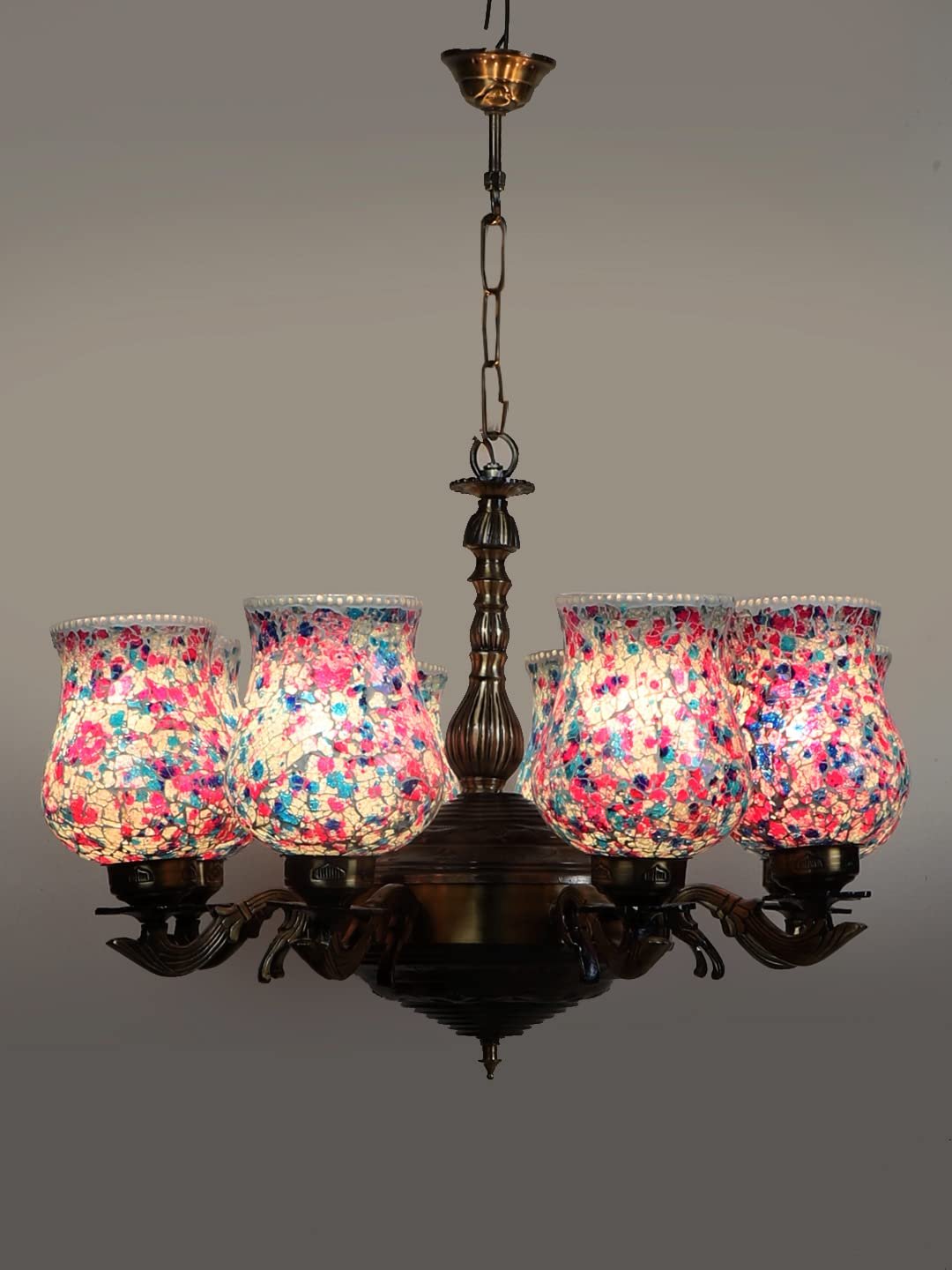 New Era 08 Light Chandelier with Mosaic Glass Shade (ENG39)