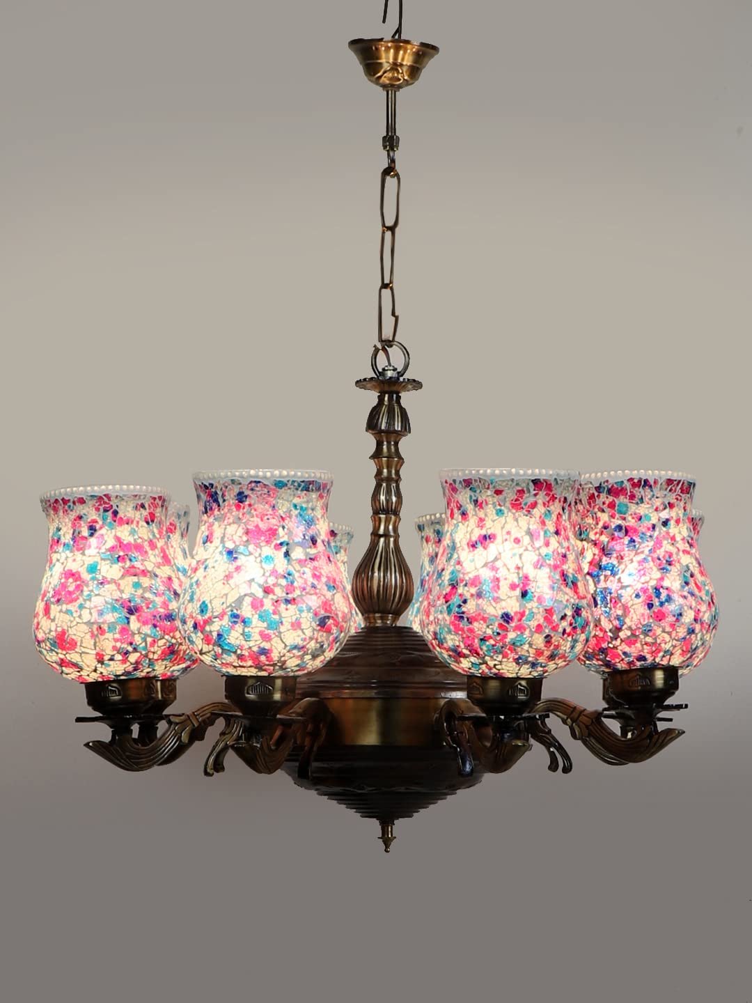 New Era 08 Light Chandelier with Mosaic Glass Shade (ENG39)