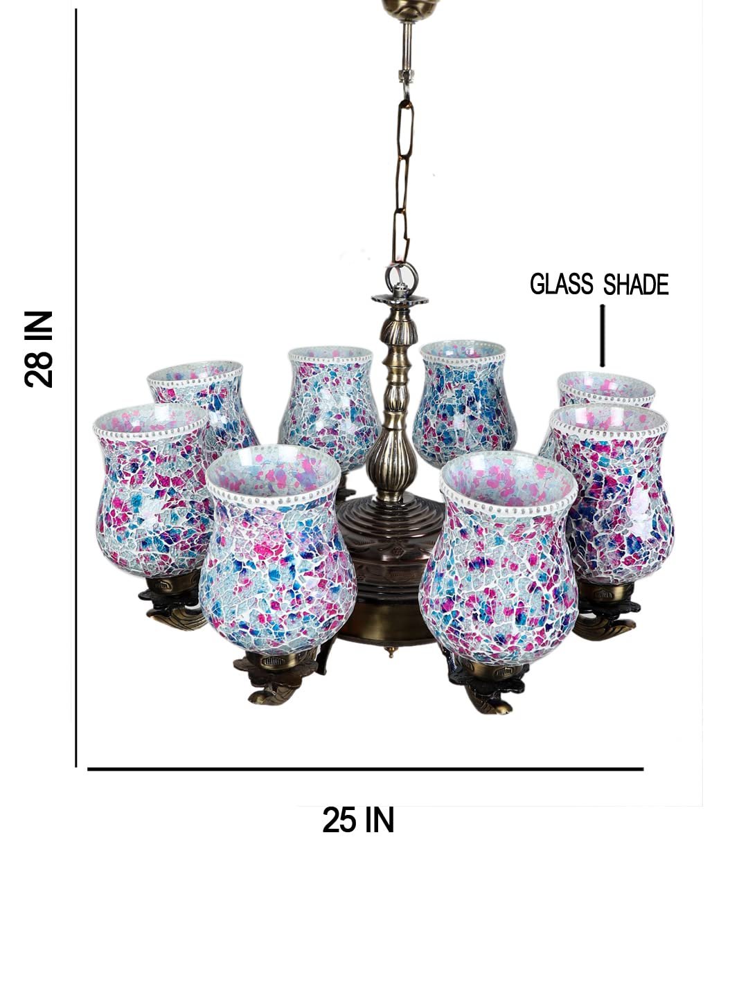 New Era 08 Light Chandelier with Mosaic Glass Shade (ENG39)