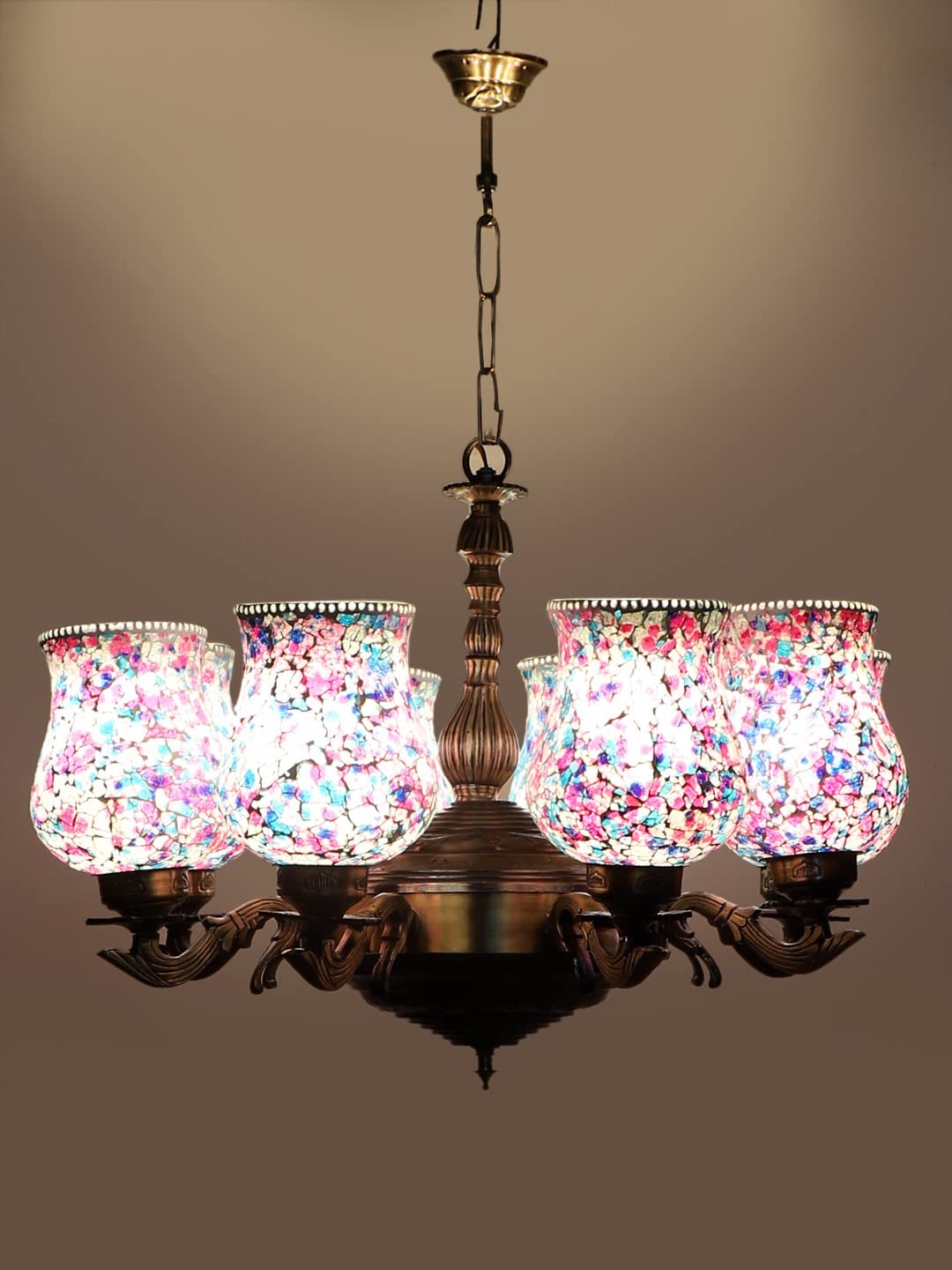 New Era 08 Light Chandelier with Mosaic Glass Shade (ENG39)