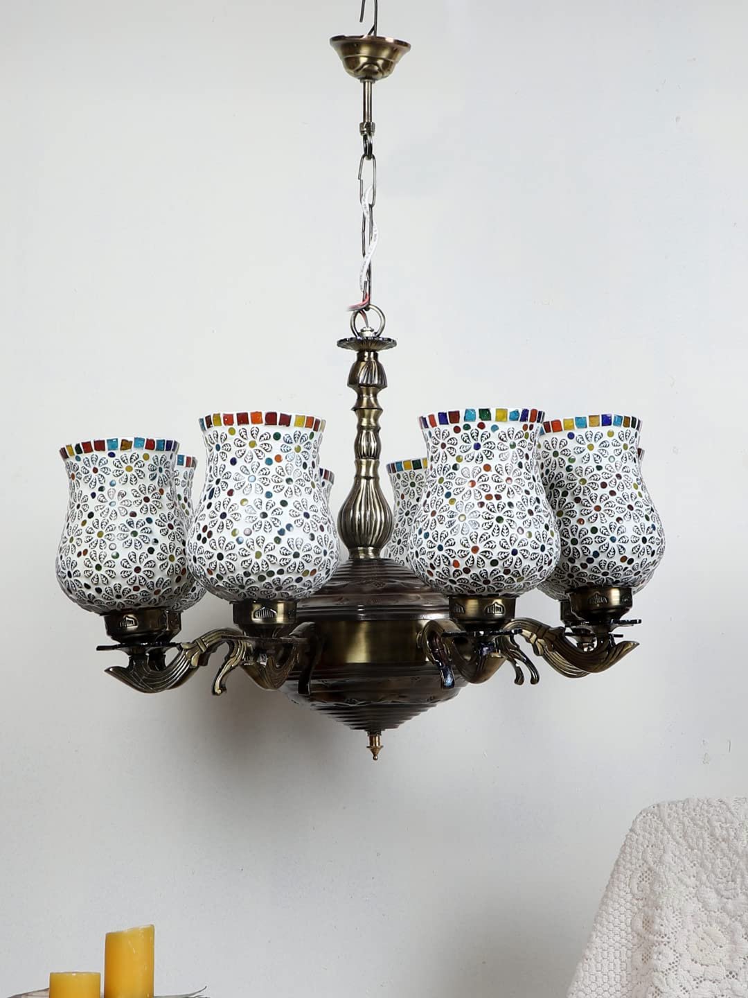 New Era 08 Light Chandelier with Mosaic Glass Shade (ENG40)