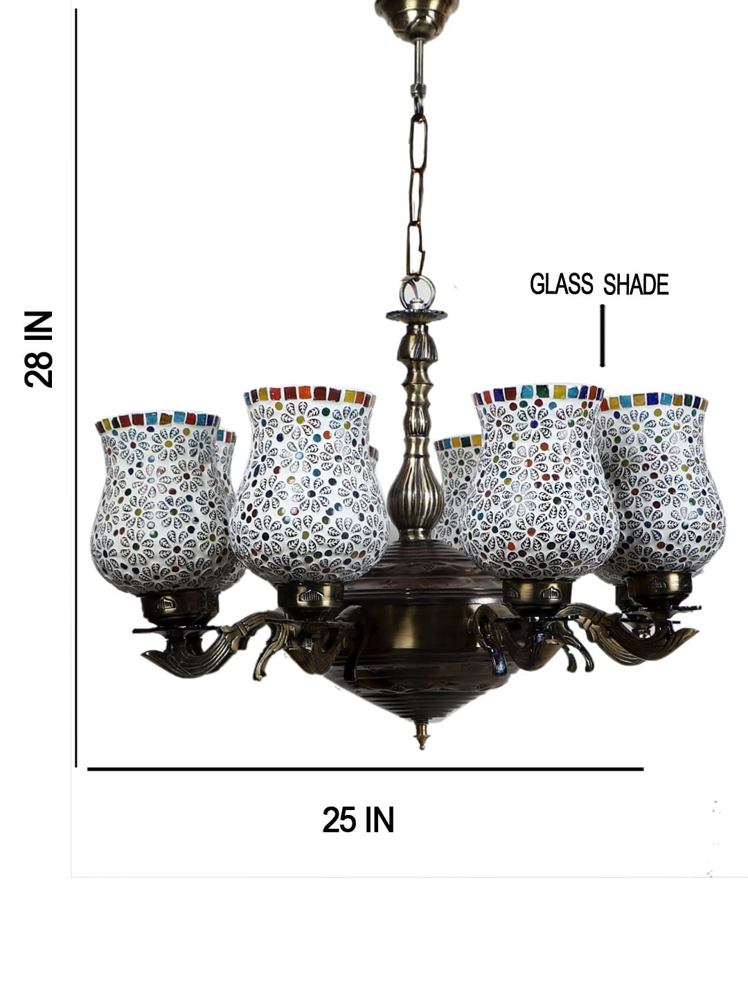 New Era 08 Light Chandelier with Mosaic Glass Shade (ENG40)