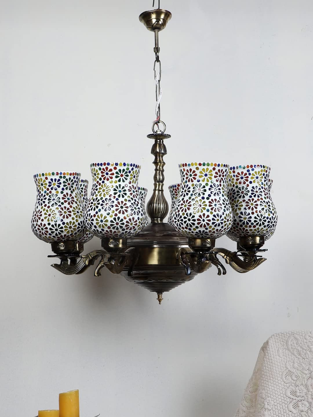 New Era 08 Light Chandelier with Mosaic Glass Shade (ENG41)