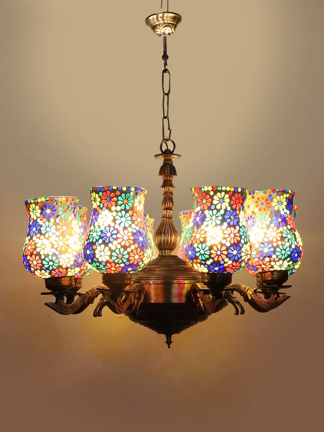 New Era 08 Light Chandelier with Mosaic Glass Shade (ENG41)