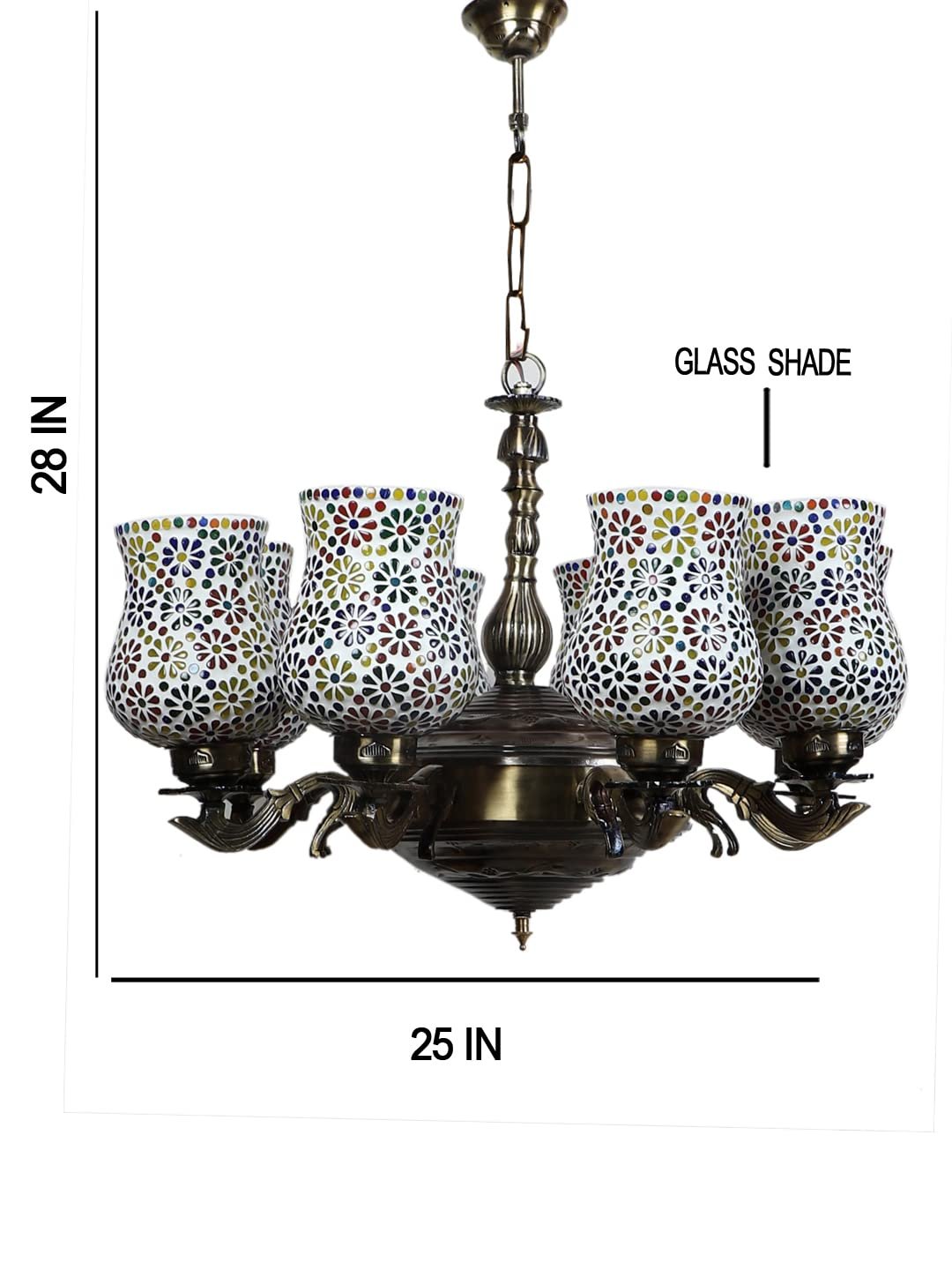 New Era 08 Light Chandelier with Mosaic Glass Shade (ENG41)