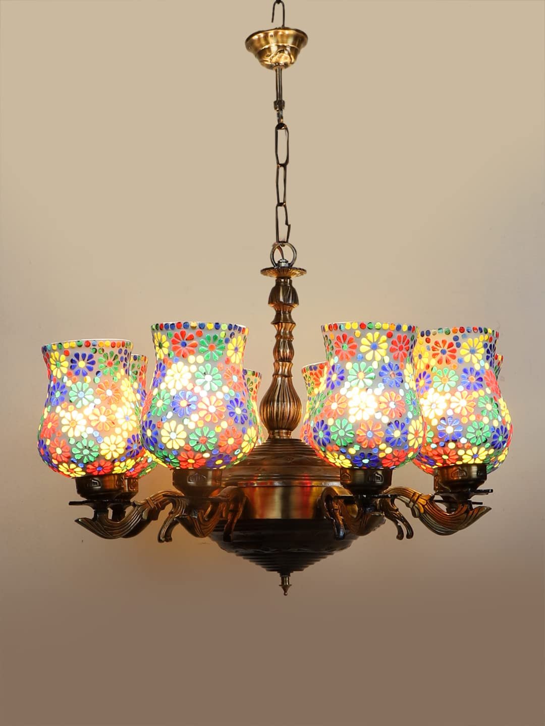 New Era 08 Light Chandelier with Mosaic Glass Shade (ENG41)