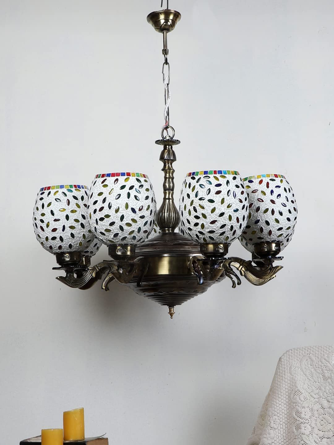 New Era 08 Light Chandelier with Mosaic Glass Shade (ENG42)