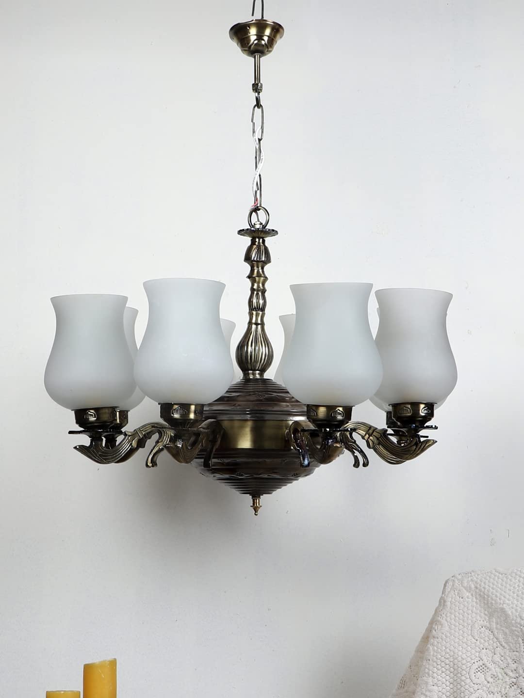 New Era 08 Light Chandelier with Milky Glass Shade (ENG44)