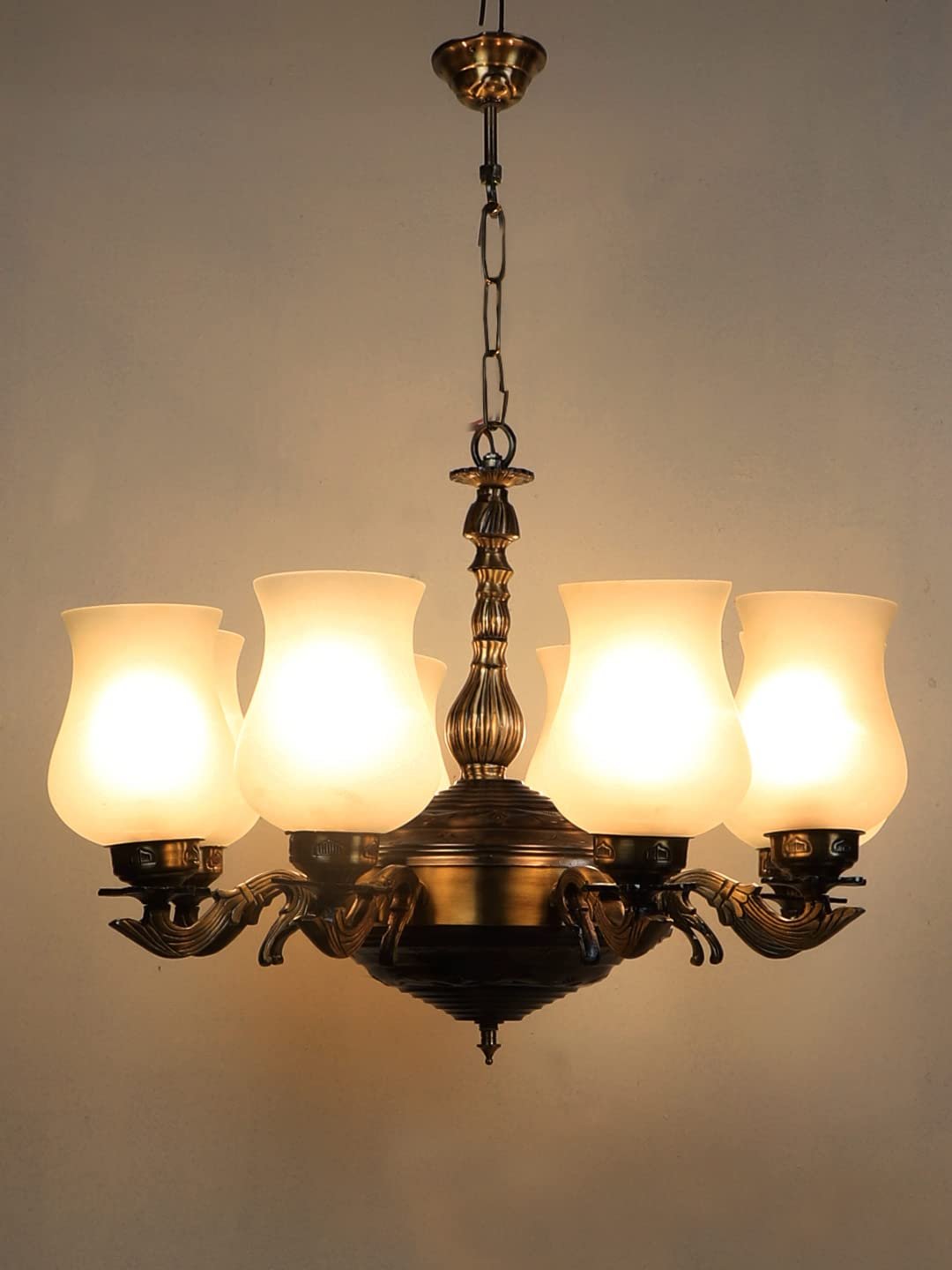 New Era 08 Light Chandelier with Milky Glass Shade (ENG44)