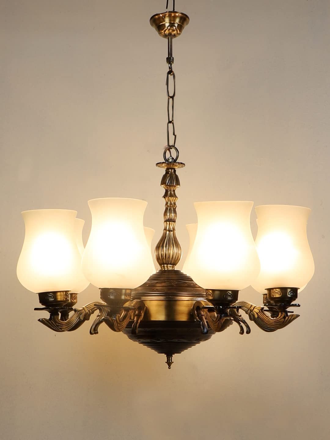 New Era 08 Light Chandelier with Milky Glass Shade (ENG44)