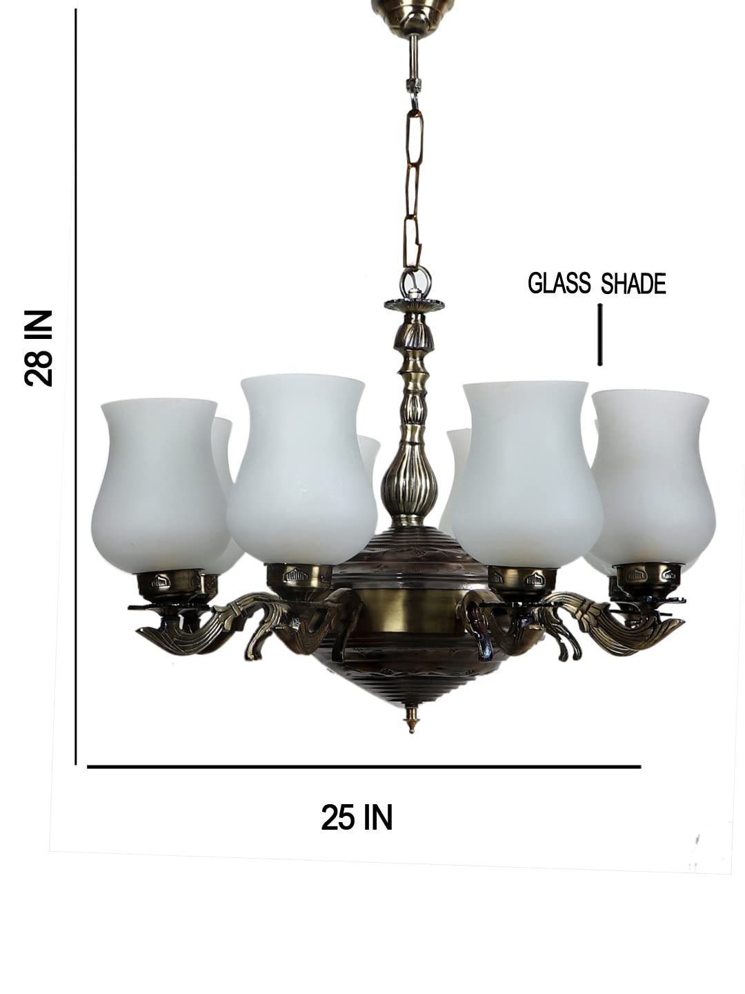 New Era 08 Light Chandelier with Milky Glass Shade (ENG44)