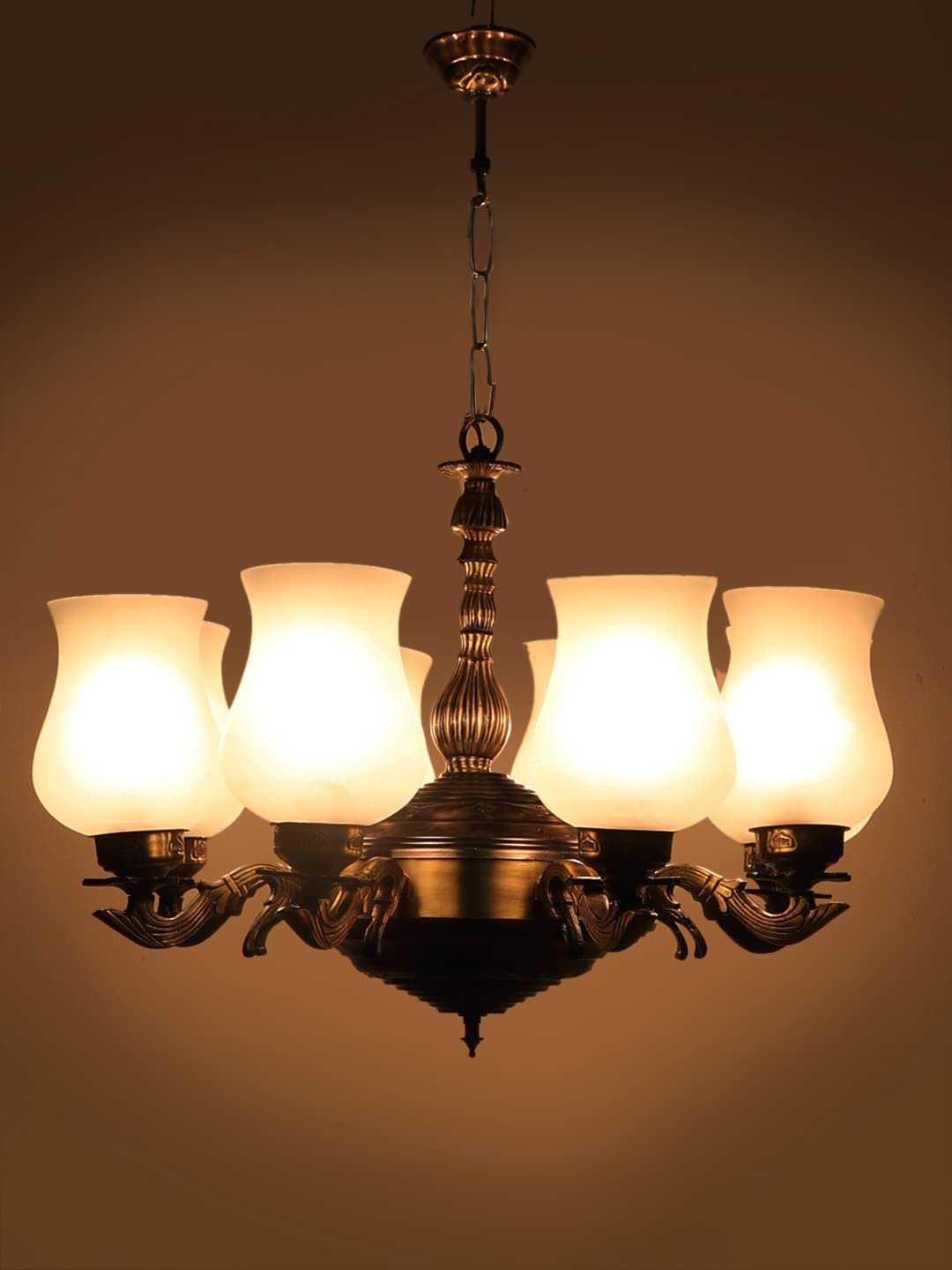 New Era 08 Light Chandelier with Milky Glass Shade (ENG44)