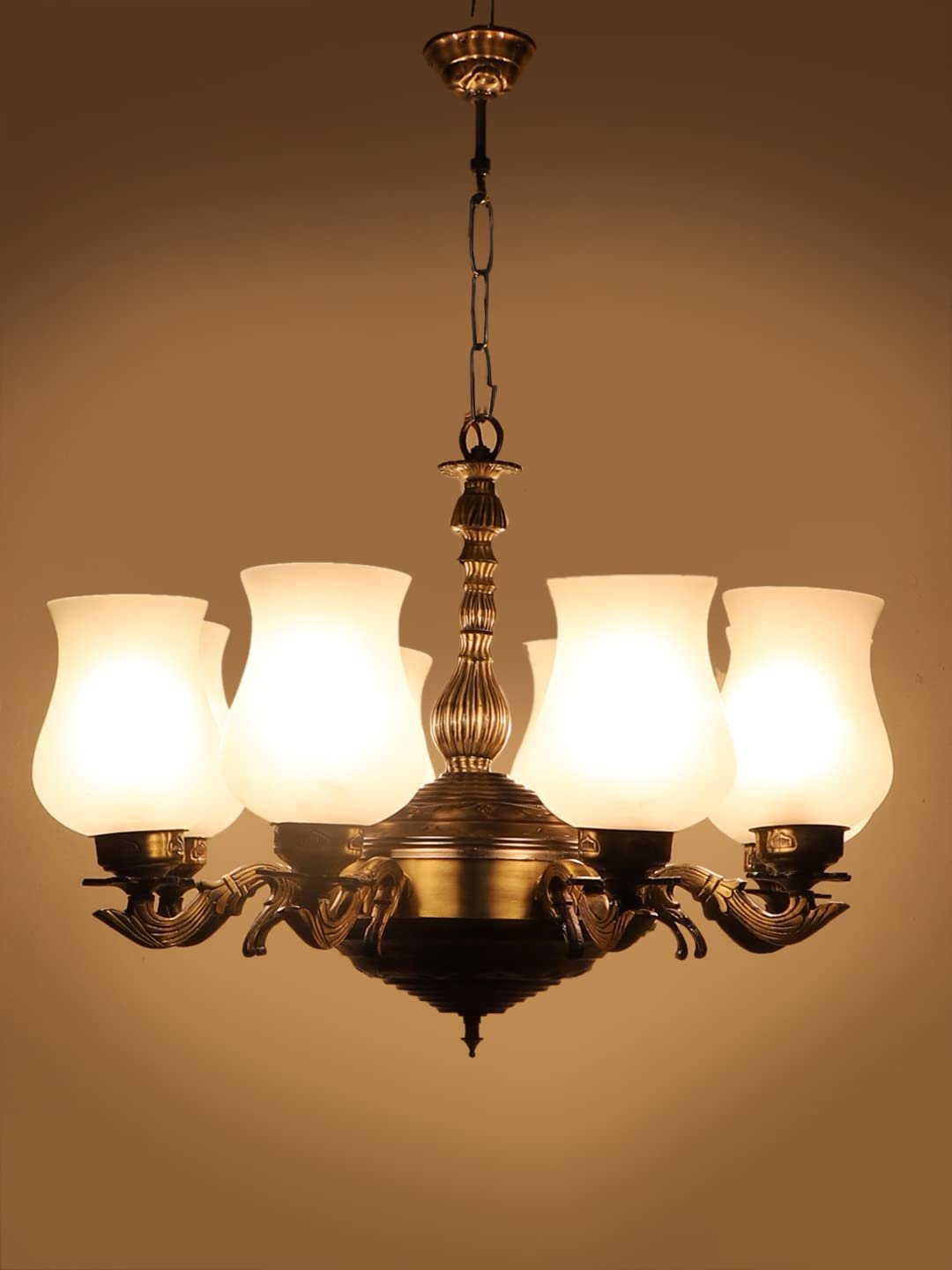 New Era 08 Light Chandelier with Milky Glass Shade (ENG44)