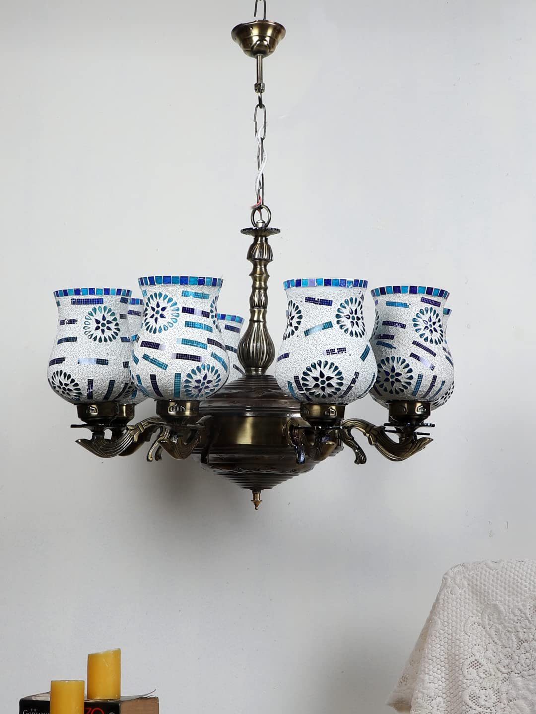 New Era 08 Light Chandelier with Mosaic Glass Shade (ENG45)