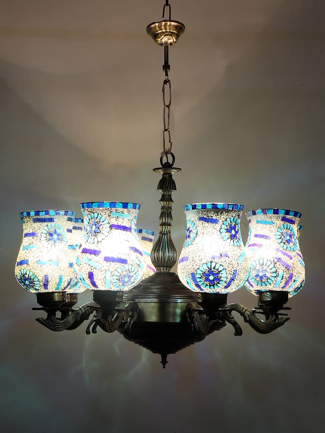New Era 08 Light Chandelier with Mosaic Glass Shade (ENG45)
