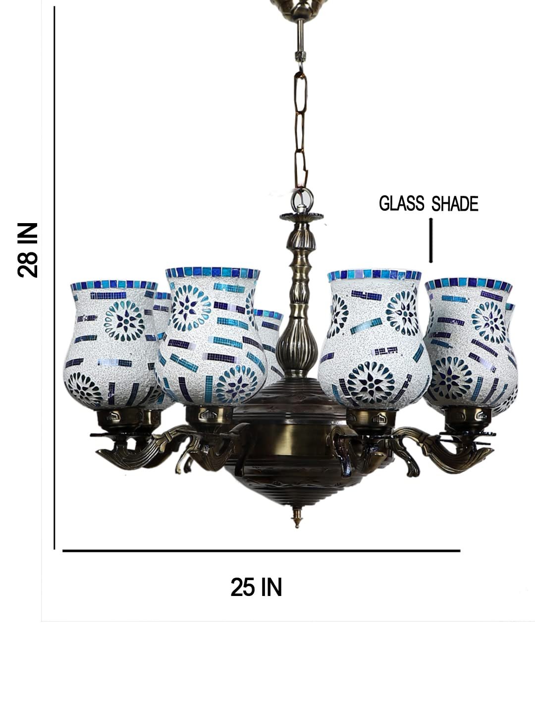New Era 08 Light Chandelier with Mosaic Glass Shade (ENG45)