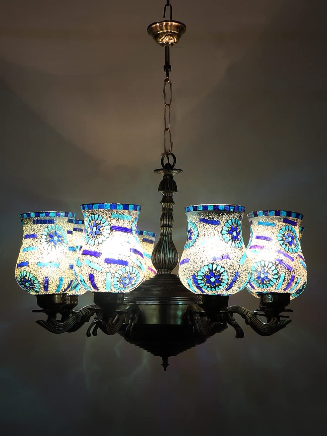 New Era 08 Light Chandelier with Mosaic Glass Shade (ENG45)
