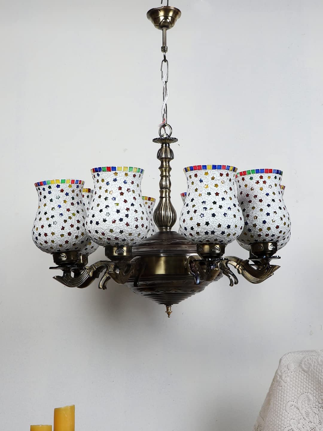 New Era 08 Light Chandelier with Mosaic Glass Shade (ENG46)