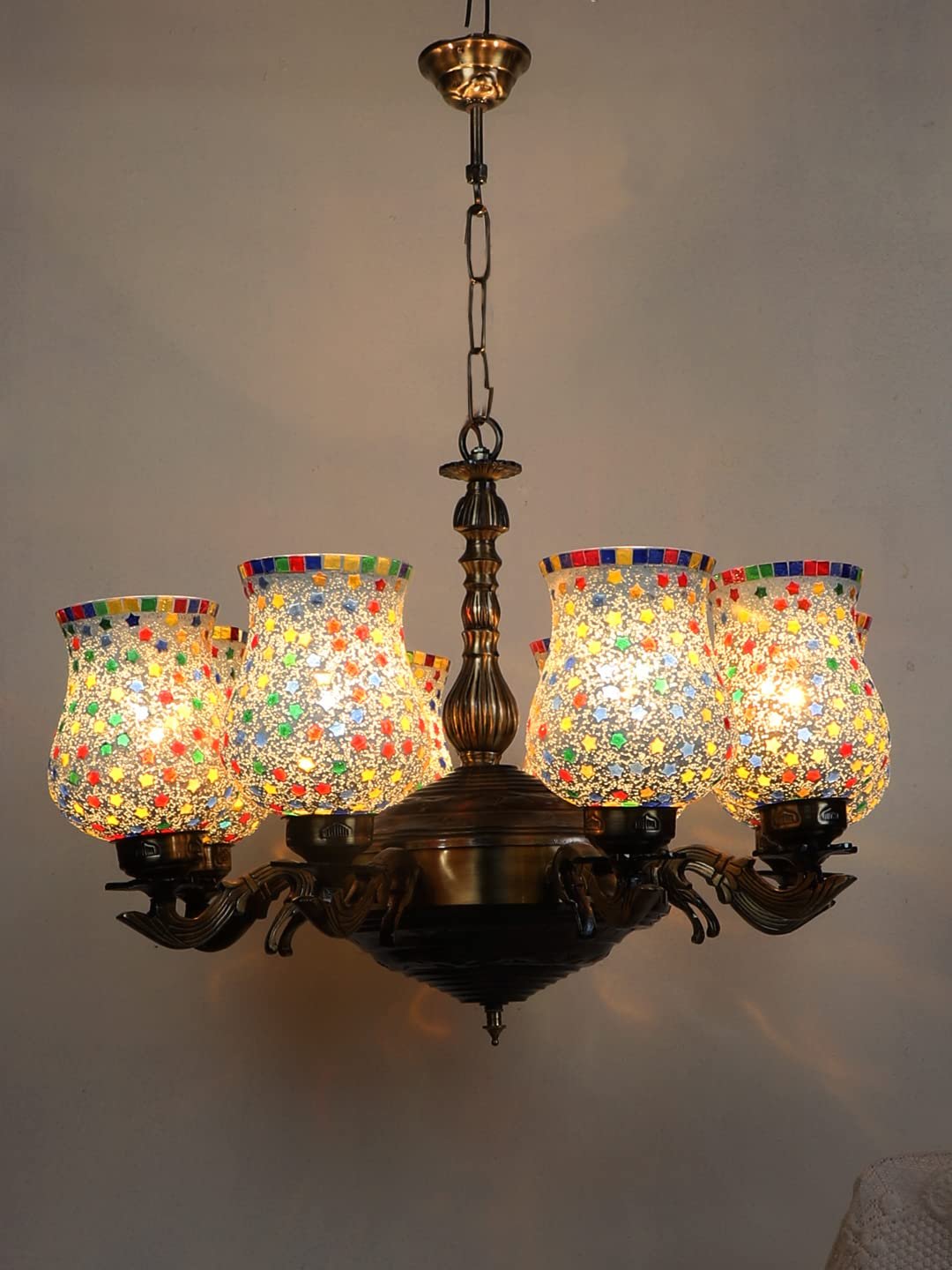New Era 08 Light Chandelier with Mosaic Glass Shade (ENG46)