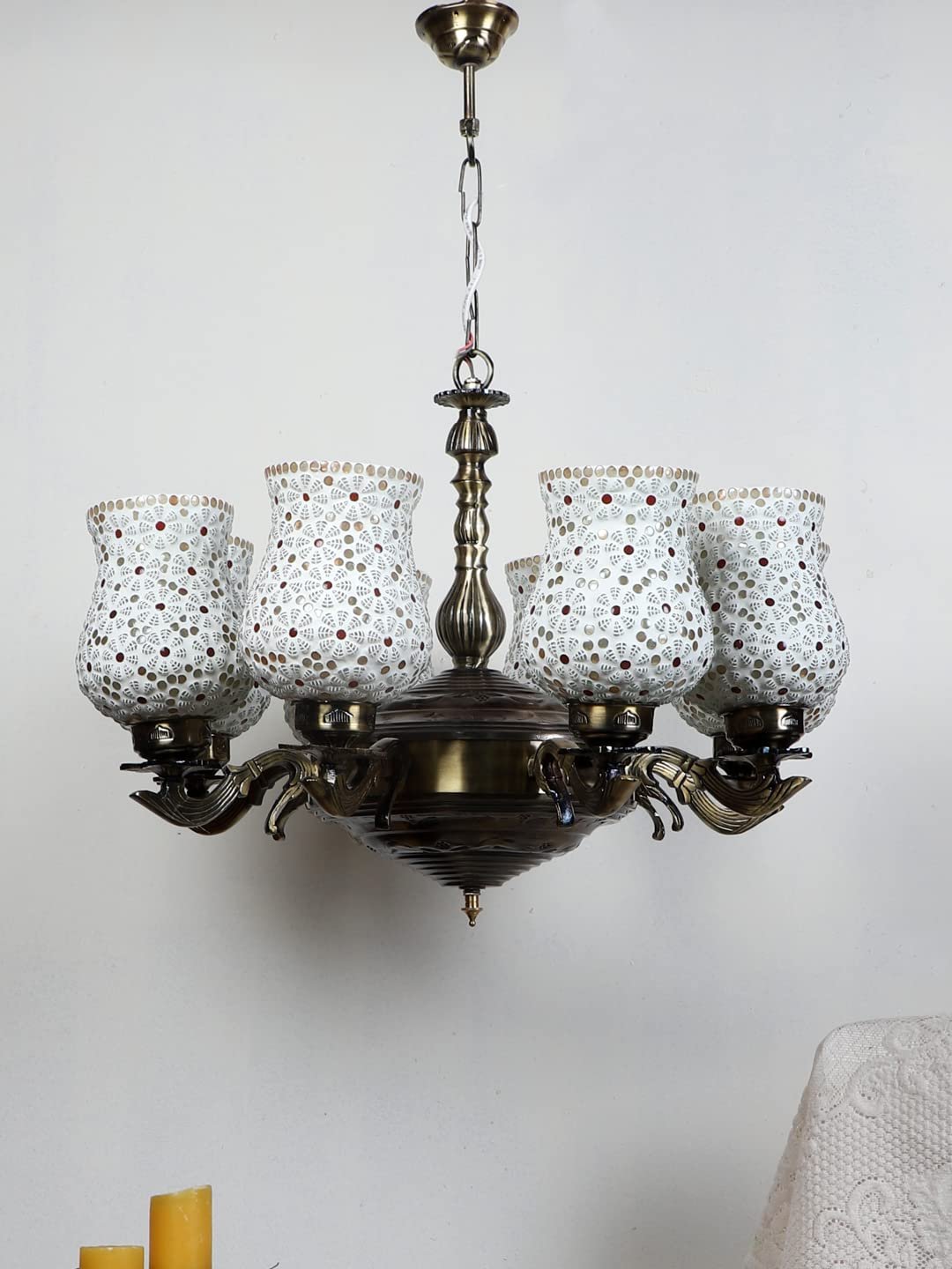 New Era 08 Light Chandelier with Mosaic Glass Shade (ENG47)