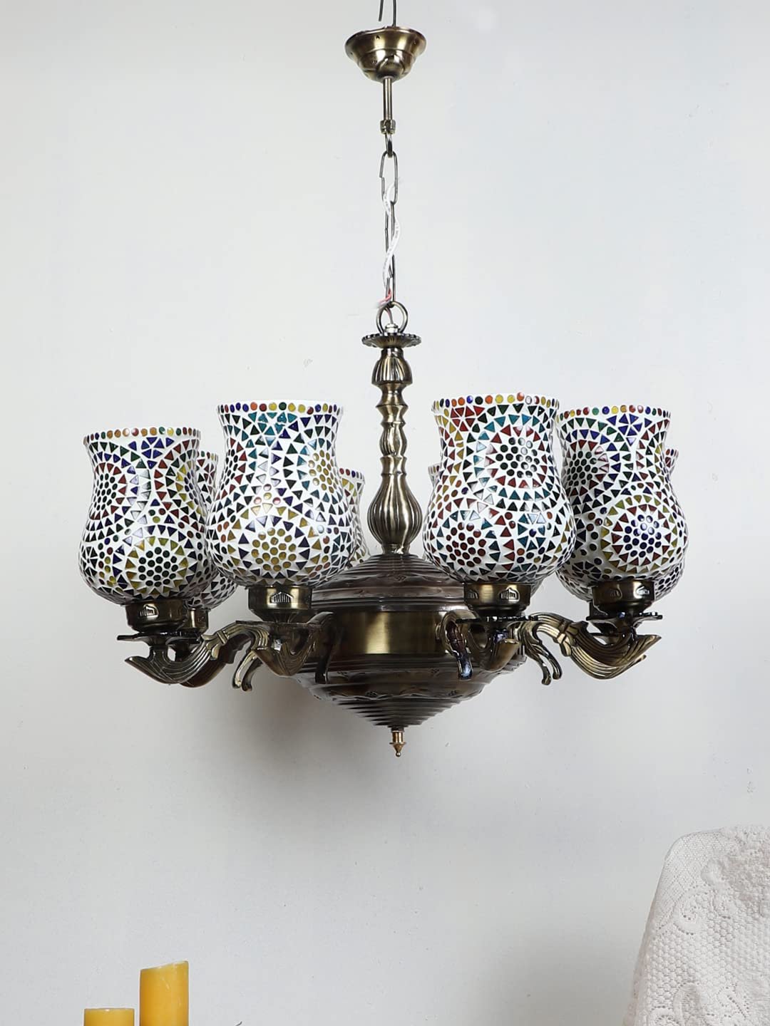 New Era 08 Light Chandelier with Mosaic Glass Shade (ENG49)