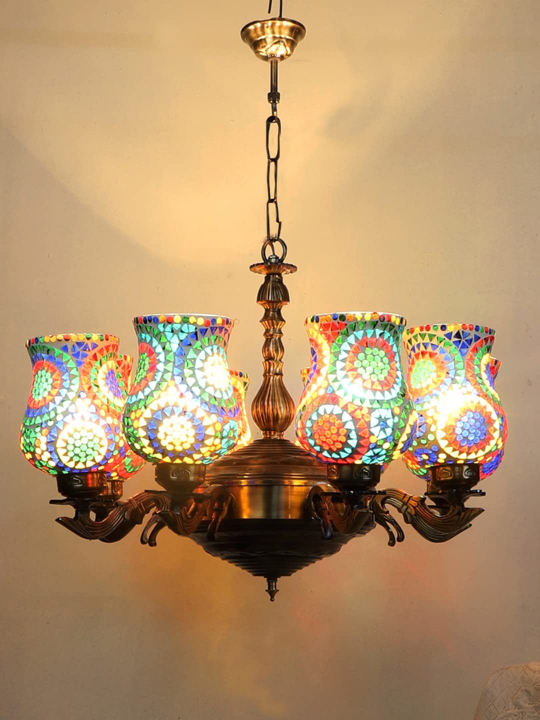 New Era 08 Light Chandelier with Mosaic Glass Shade (ENG49)