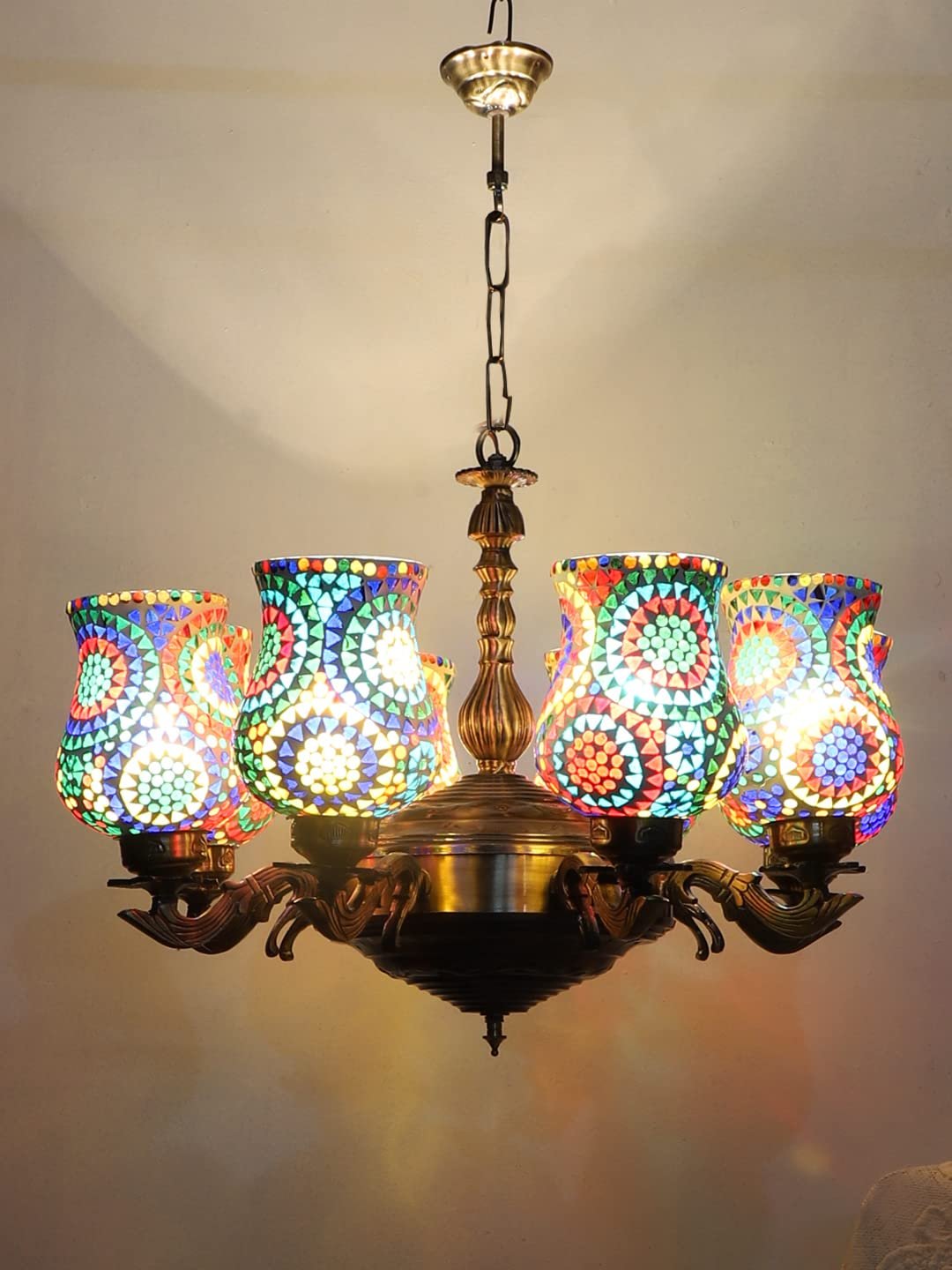 New Era 08 Light Chandelier with Mosaic Glass Shade (ENG49)