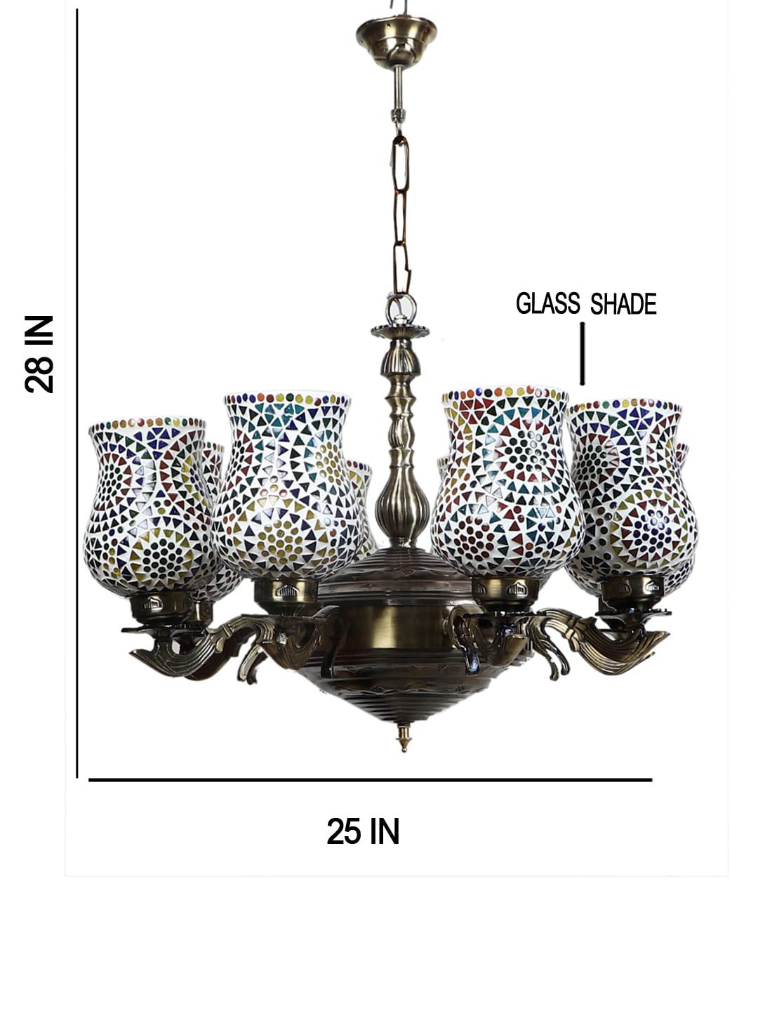 New Era 08 Light Chandelier with Mosaic Glass Shade (ENG49)