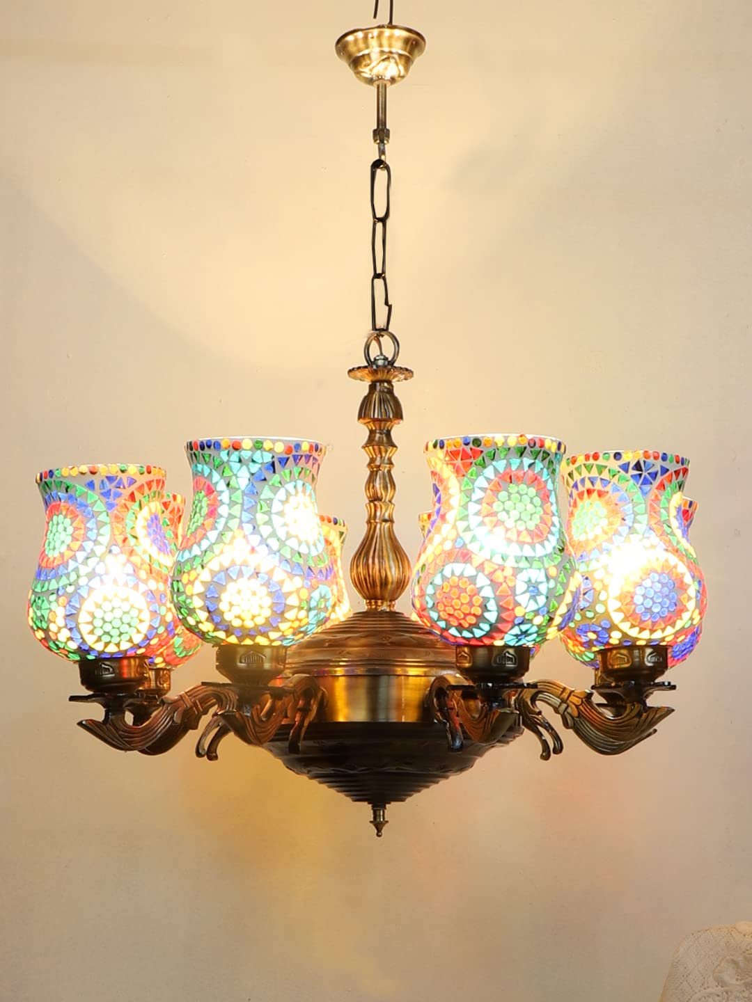 New Era 08 Light Chandelier with Mosaic Glass Shade (ENG49)