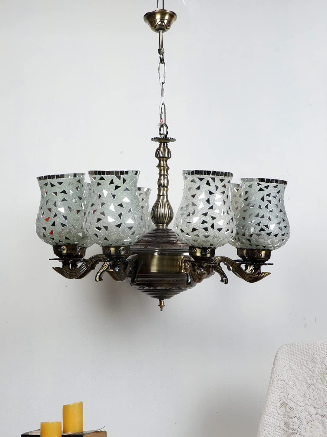 New Era 08 Light Chandelier with Mosaic Glass Shade (ENG50)