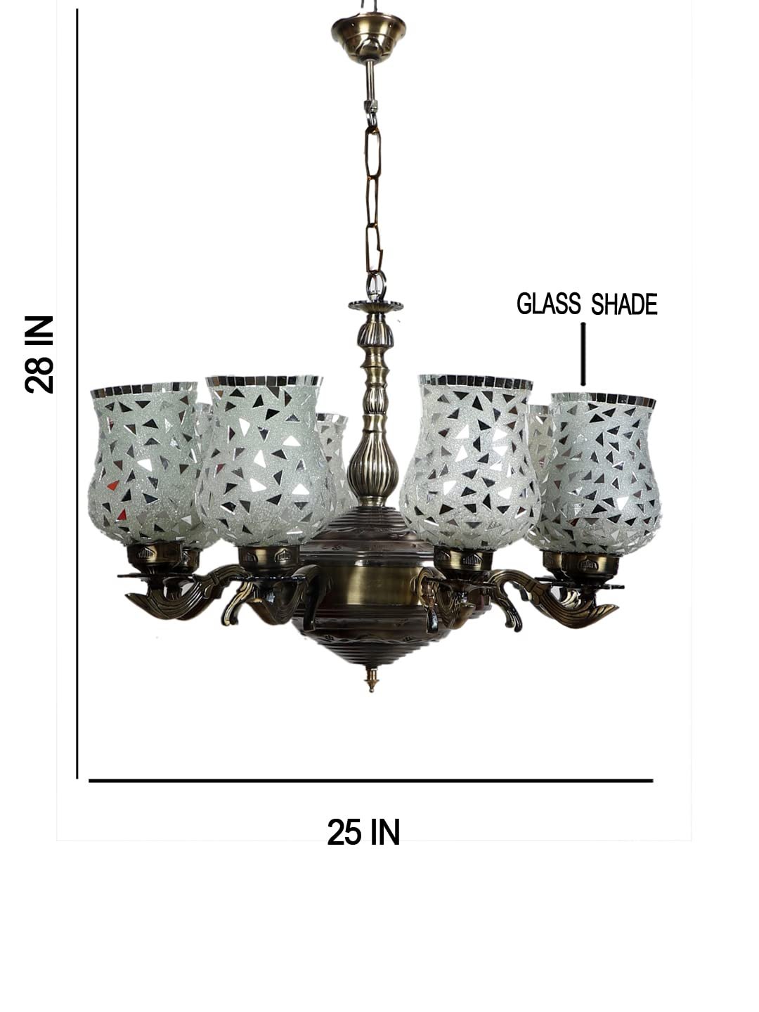 New Era 08 Light Chandelier with Mosaic Glass Shade (ENG50)