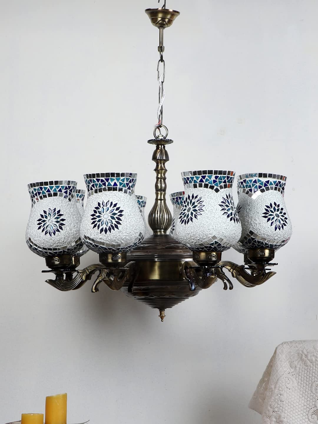 New Era 08 Light Chandelier with Mosaic Glass Shade (ENG52)