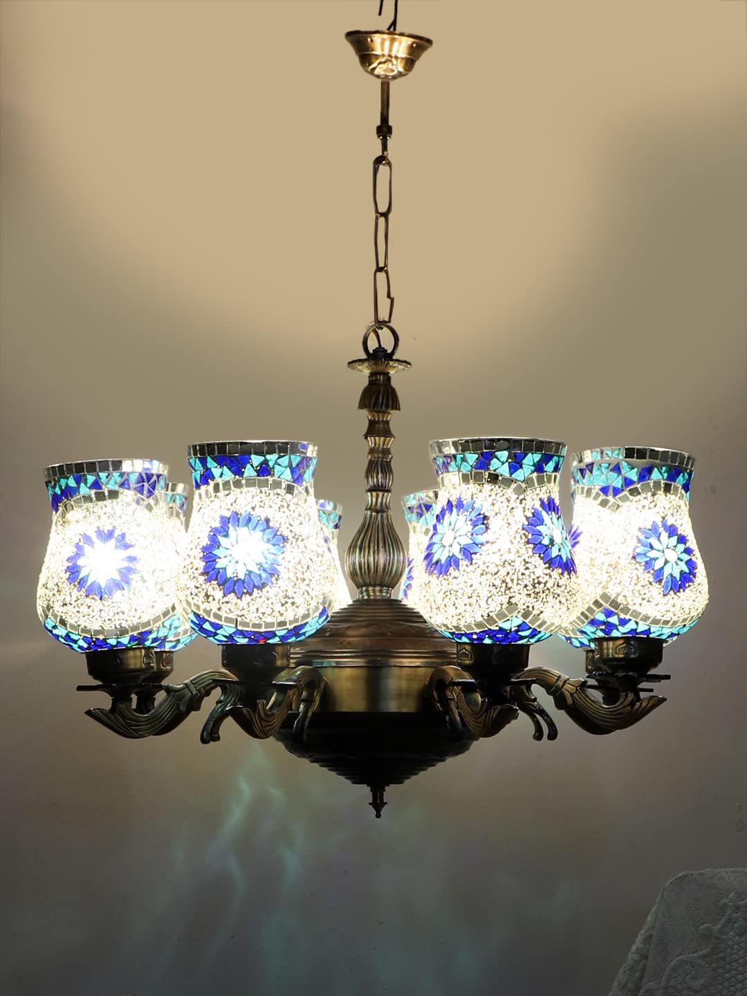 New Era 08 Light Chandelier with Mosaic Glass Shade (ENG52)
