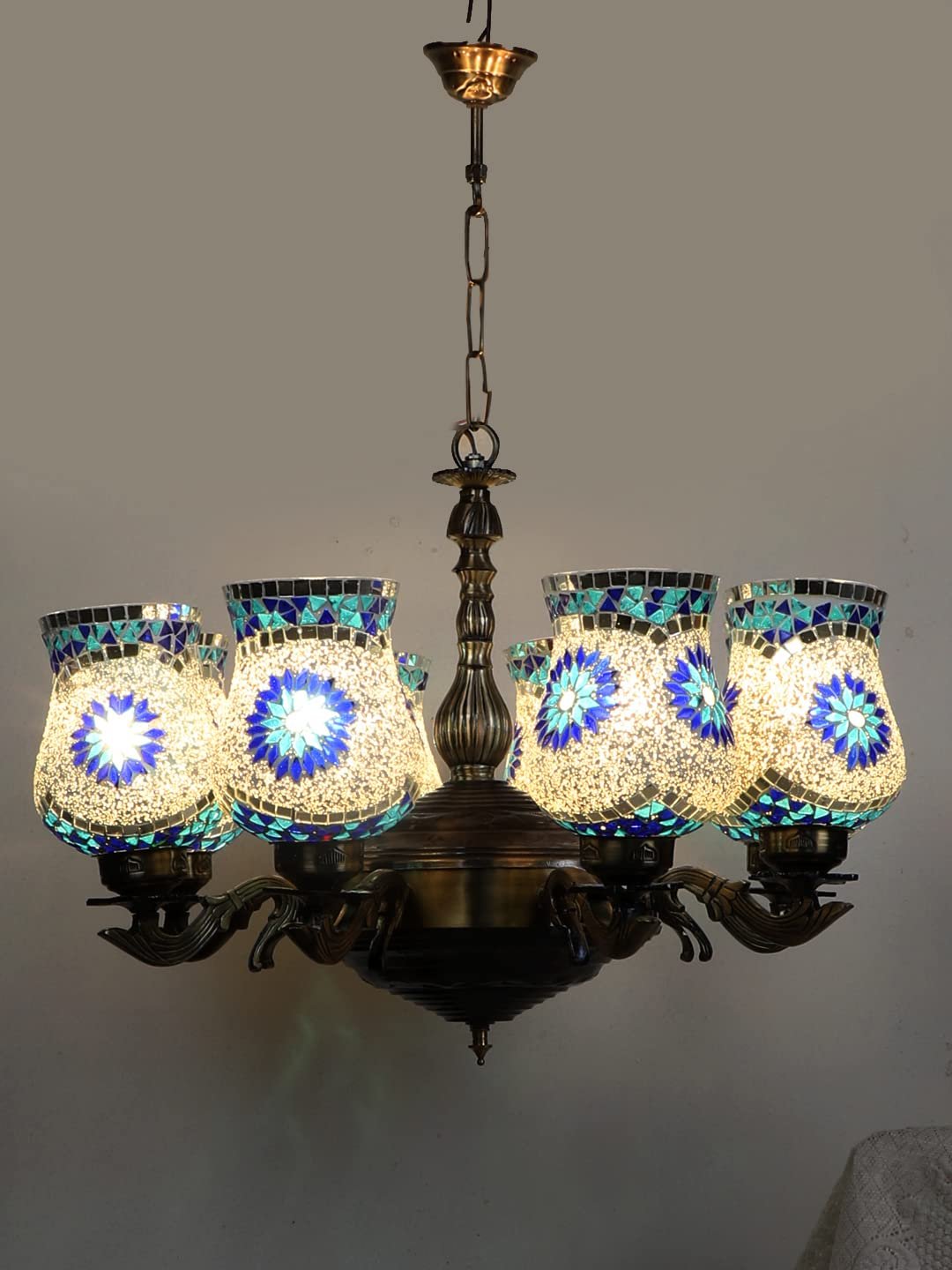 New Era 08 Light Chandelier with Mosaic Glass Shade (ENG52)