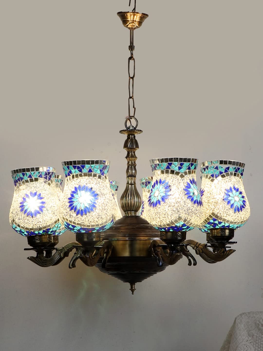 New Era 08 Light Chandelier with Mosaic Glass Shade (ENG52)