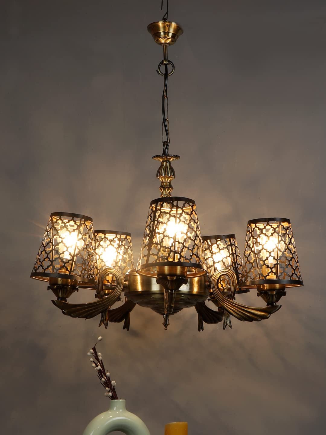 New Era  Light Chandelier with Etching Shades (ENG55)