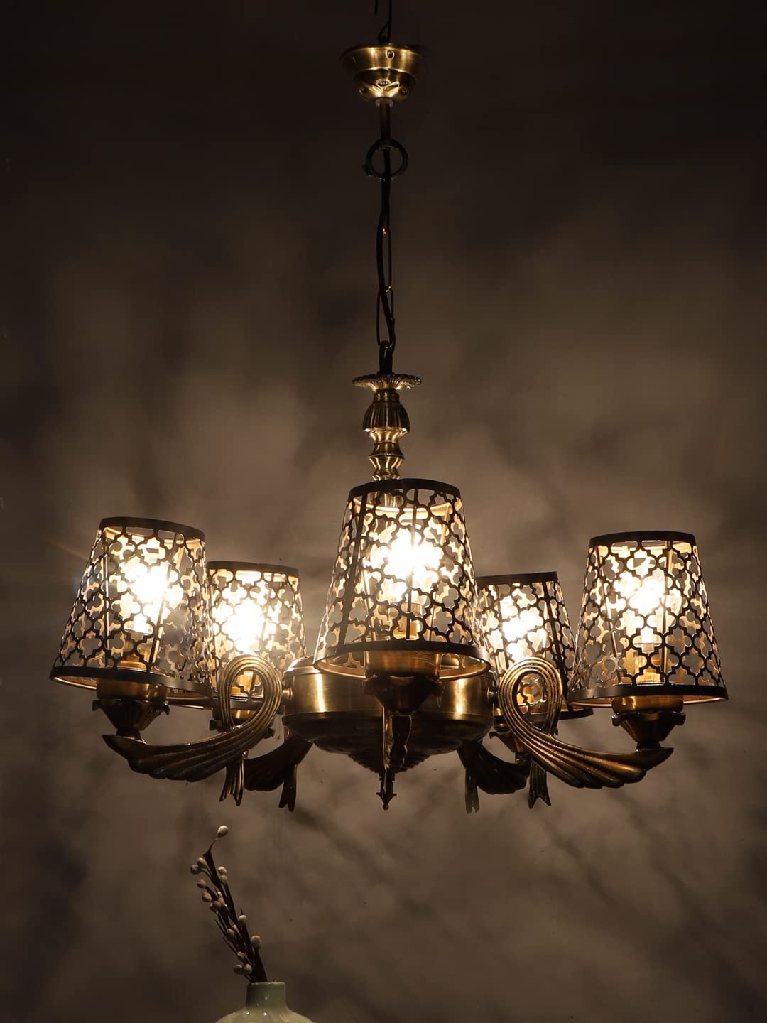 New Era  Light Chandelier with Etching Shades (ENG55)