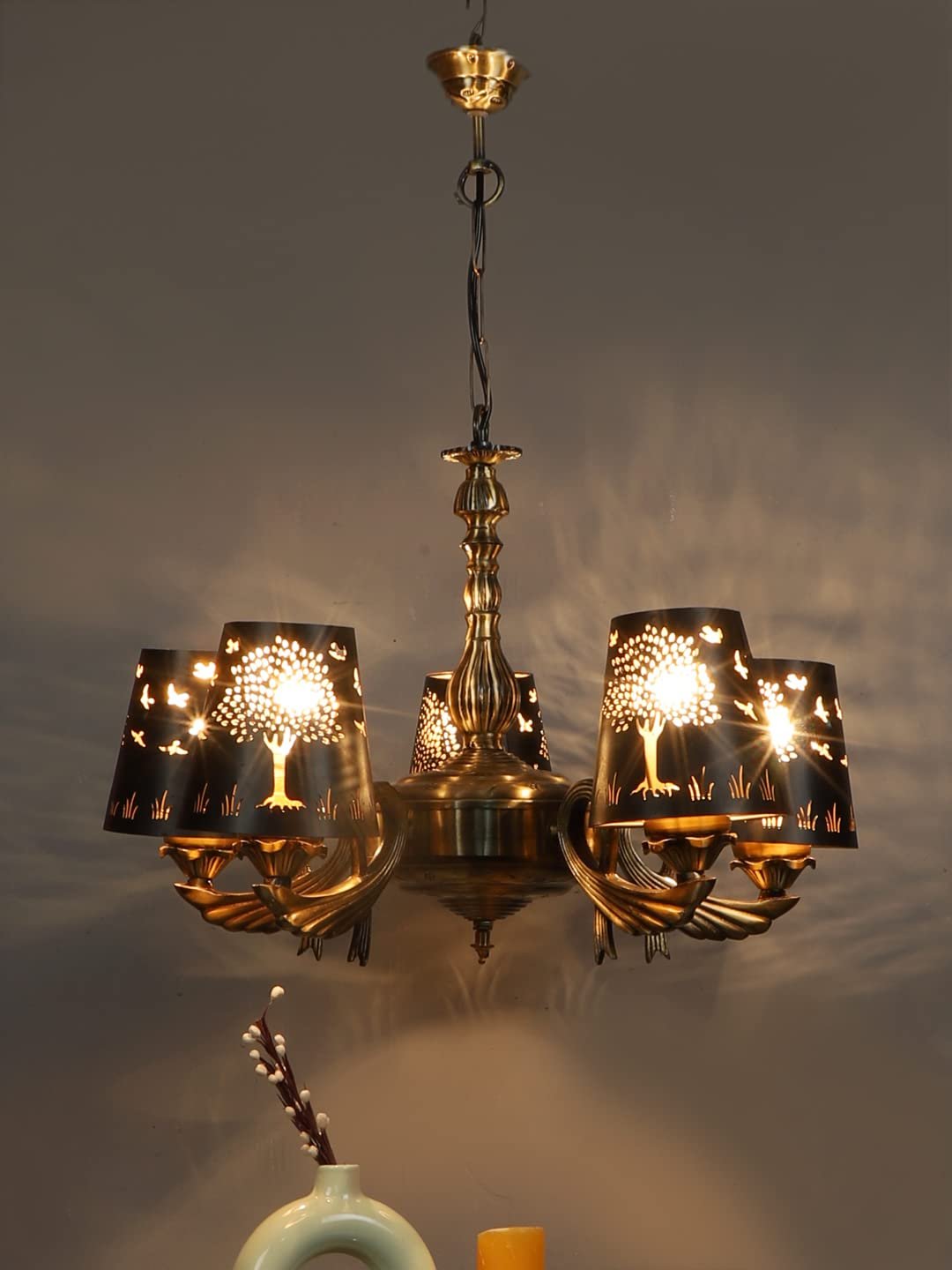 New Era  Light Chandelier with Etching Shades (ENG59)