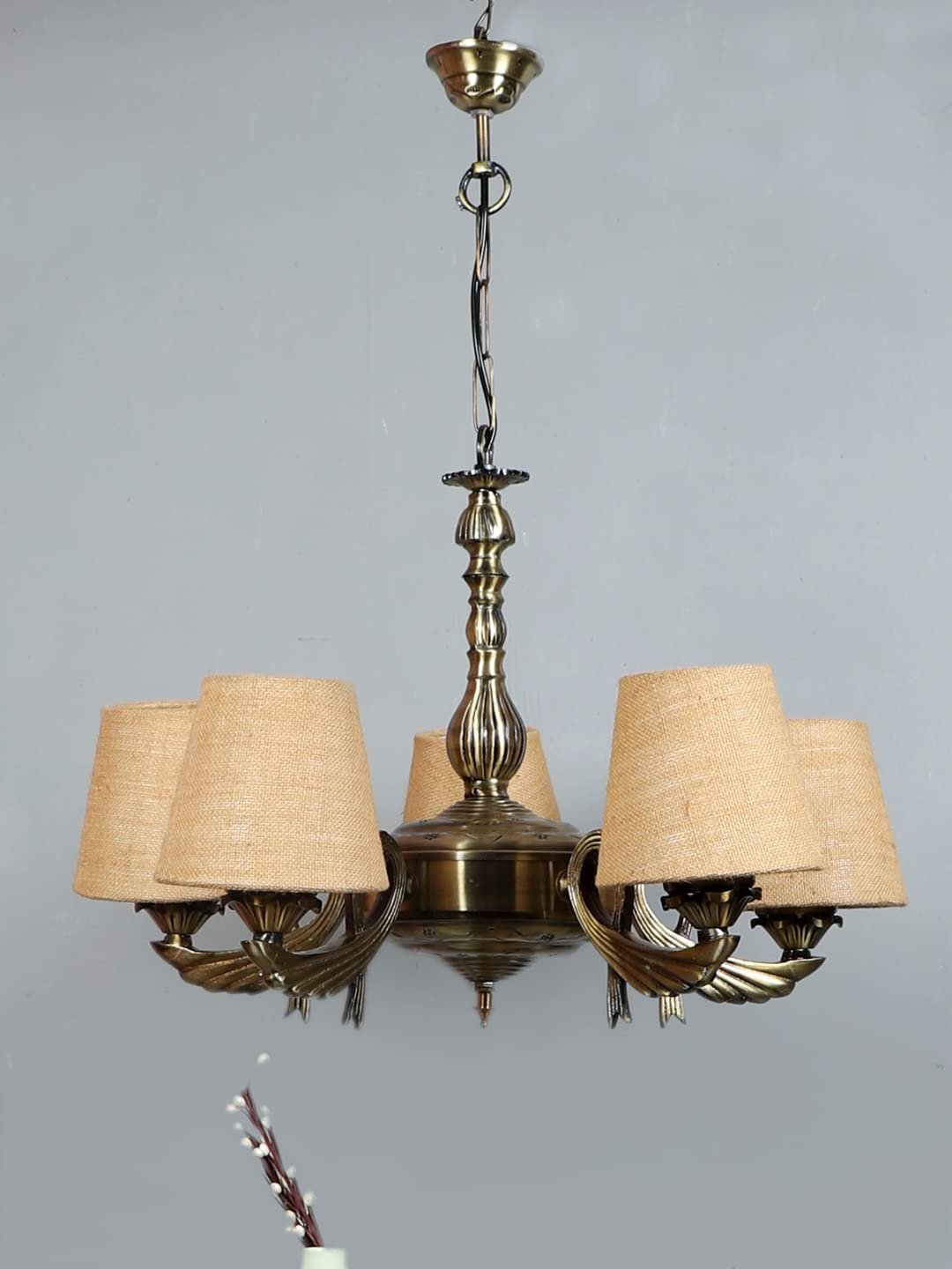 New Era  Light Chandelier with Conical Jute Lamp Shade(ENG61)