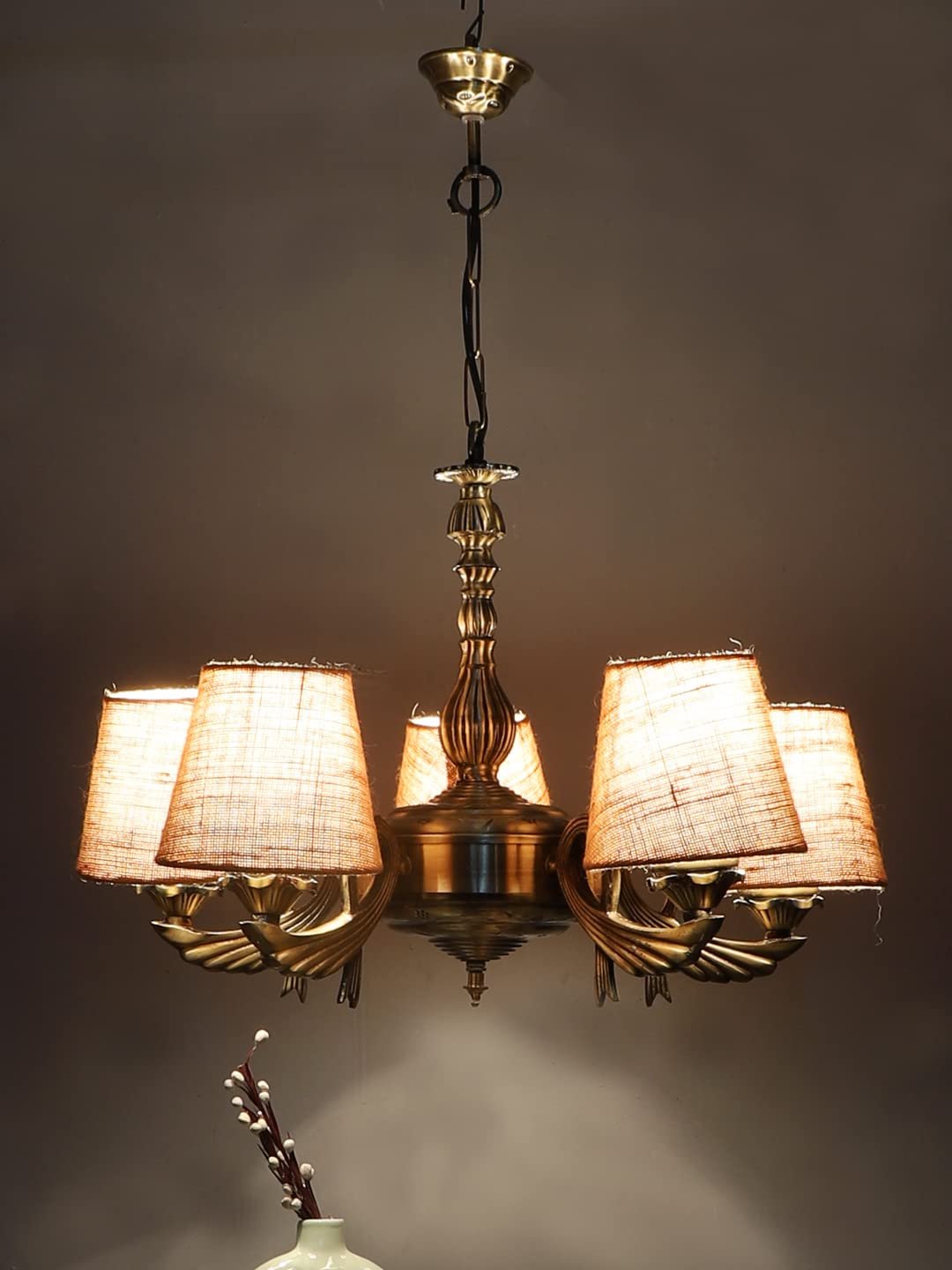 New Era  Light Chandelier with Conical Jute Lamp Shade(ENG61)