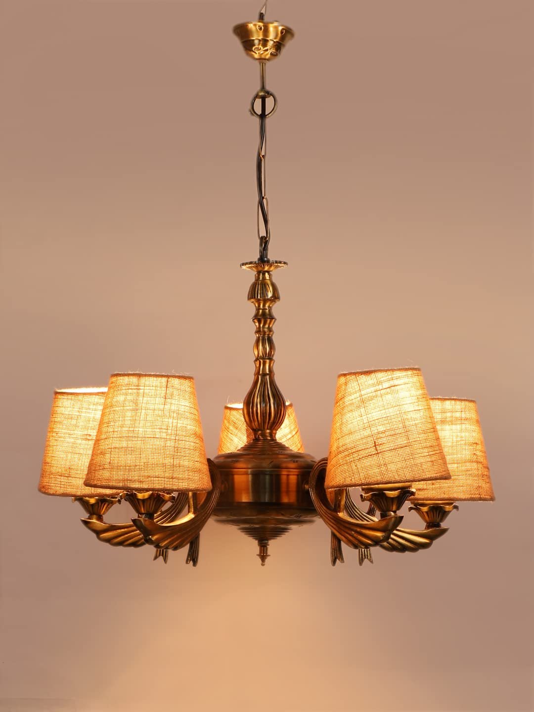 New Era  Light Chandelier with Conical Jute Lamp Shade(ENG61)