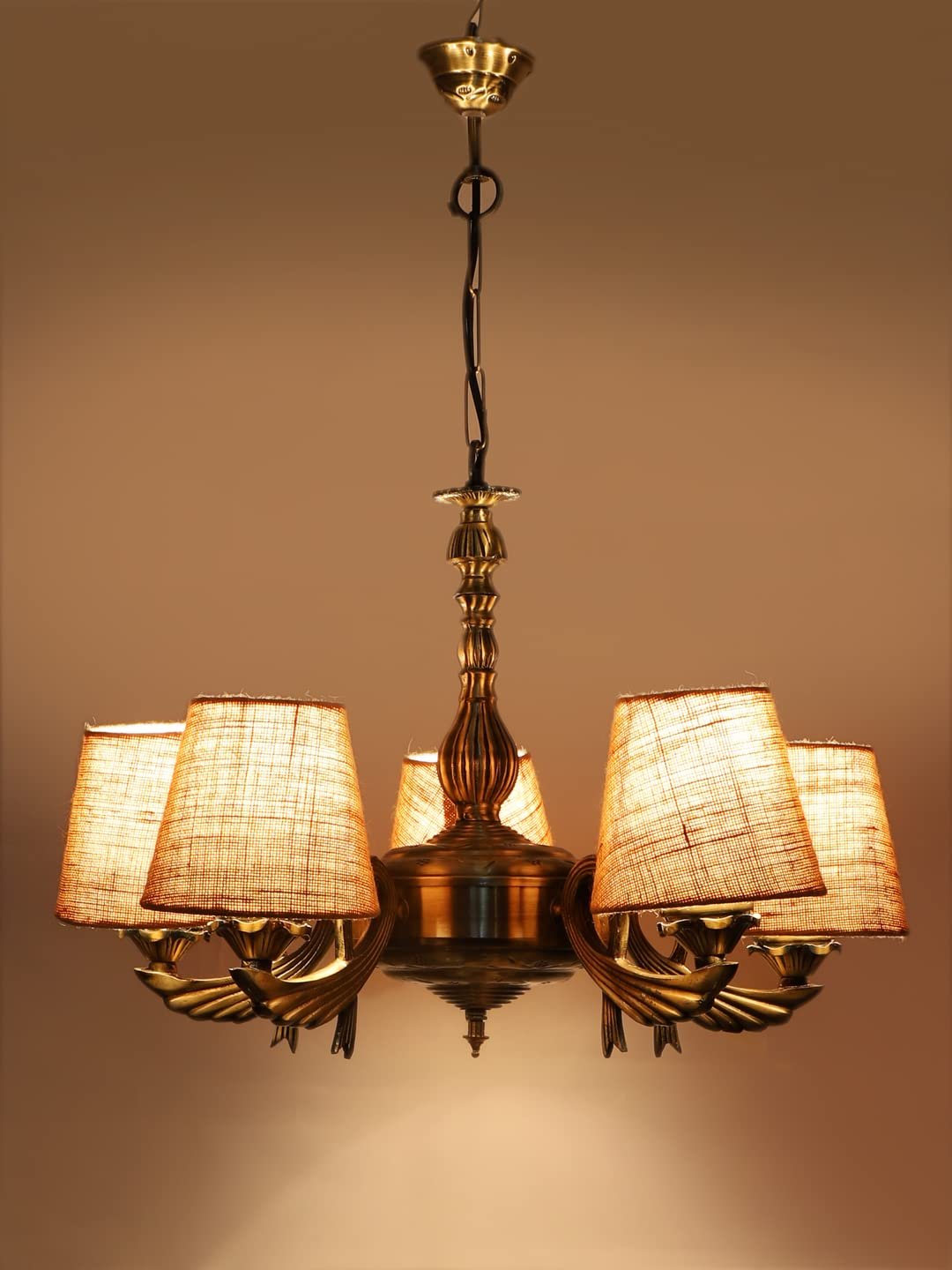 New Era  Light Chandelier with Conical Jute Lamp Shade(ENG61)