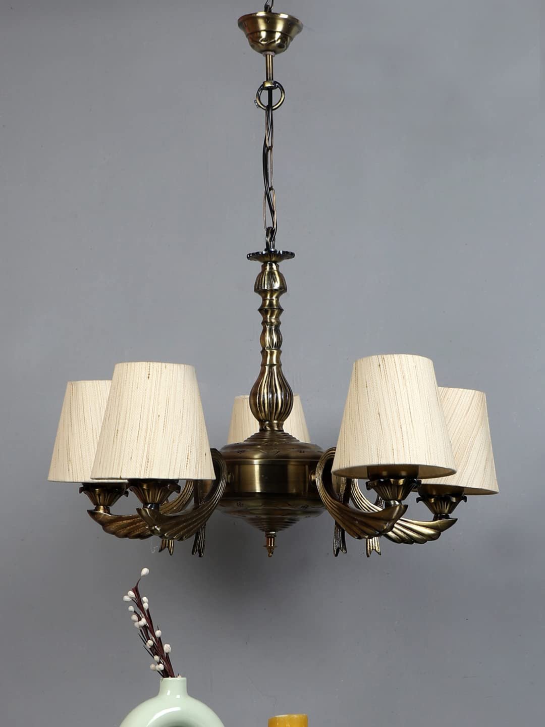 New Era  Light Chandelier with Conical Khadi Lamp Shade(ENG62)