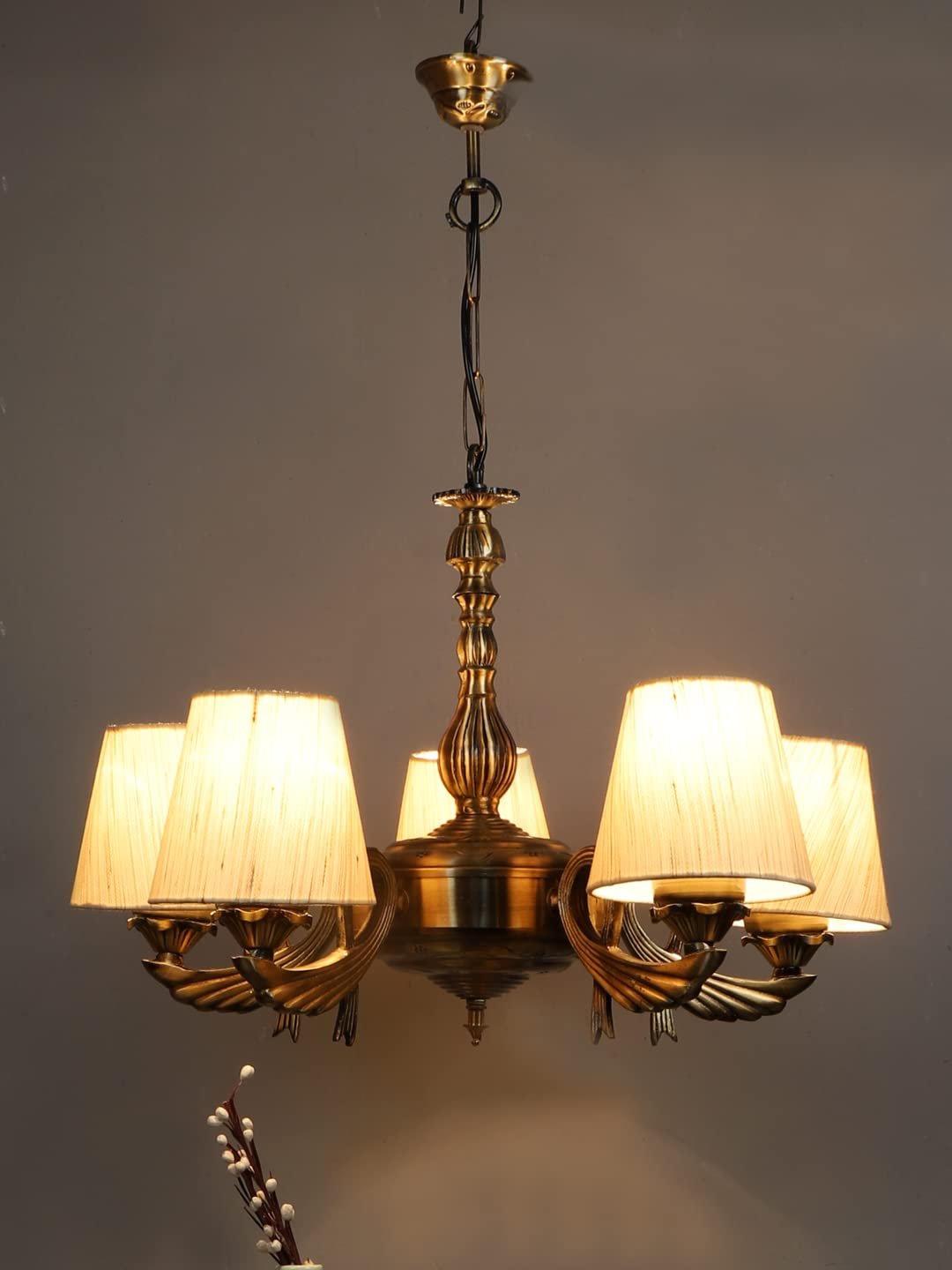 New Era  Light Chandelier with Conical Khadi Lamp Shade(ENG62)