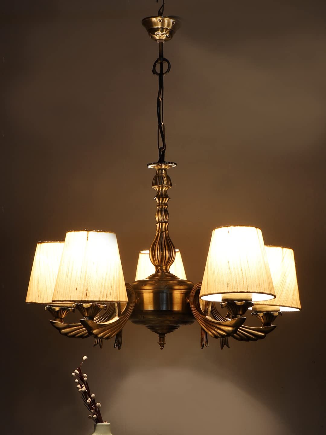 New Era  Light Chandelier with Conical Khadi Lamp Shade(ENG62)