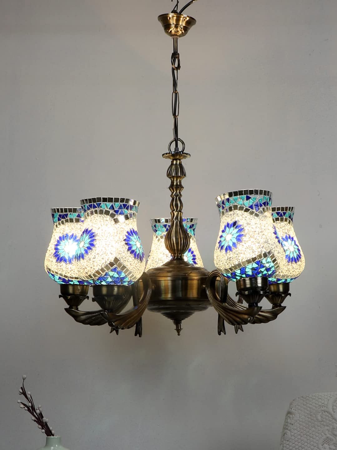 New Era  Light Chandelier with Mosaic Glass Shade (ENG66)