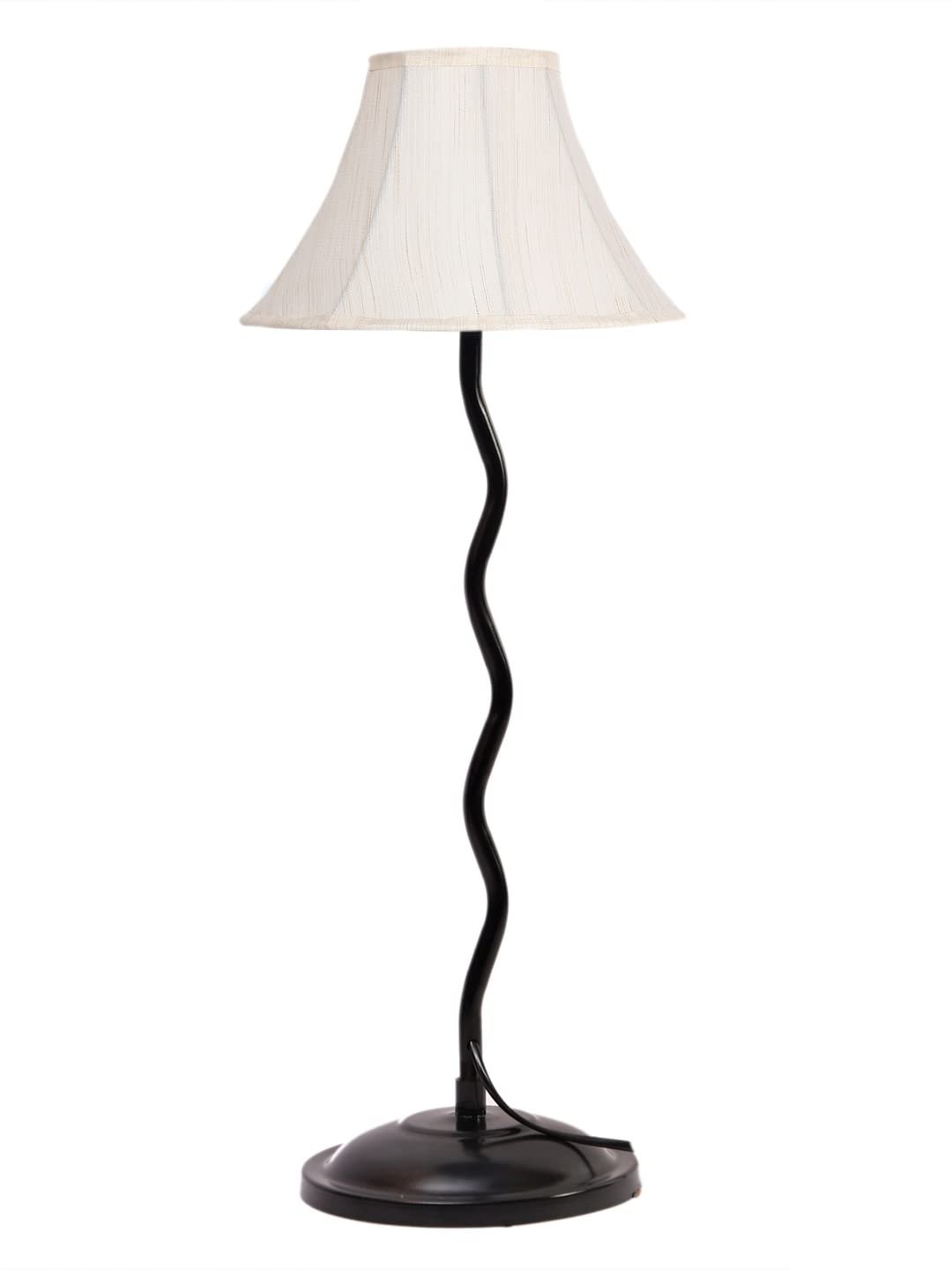 Off White Cotton Table lamp with Iron Zig Zag Lamp (12x24.2) Inches -2