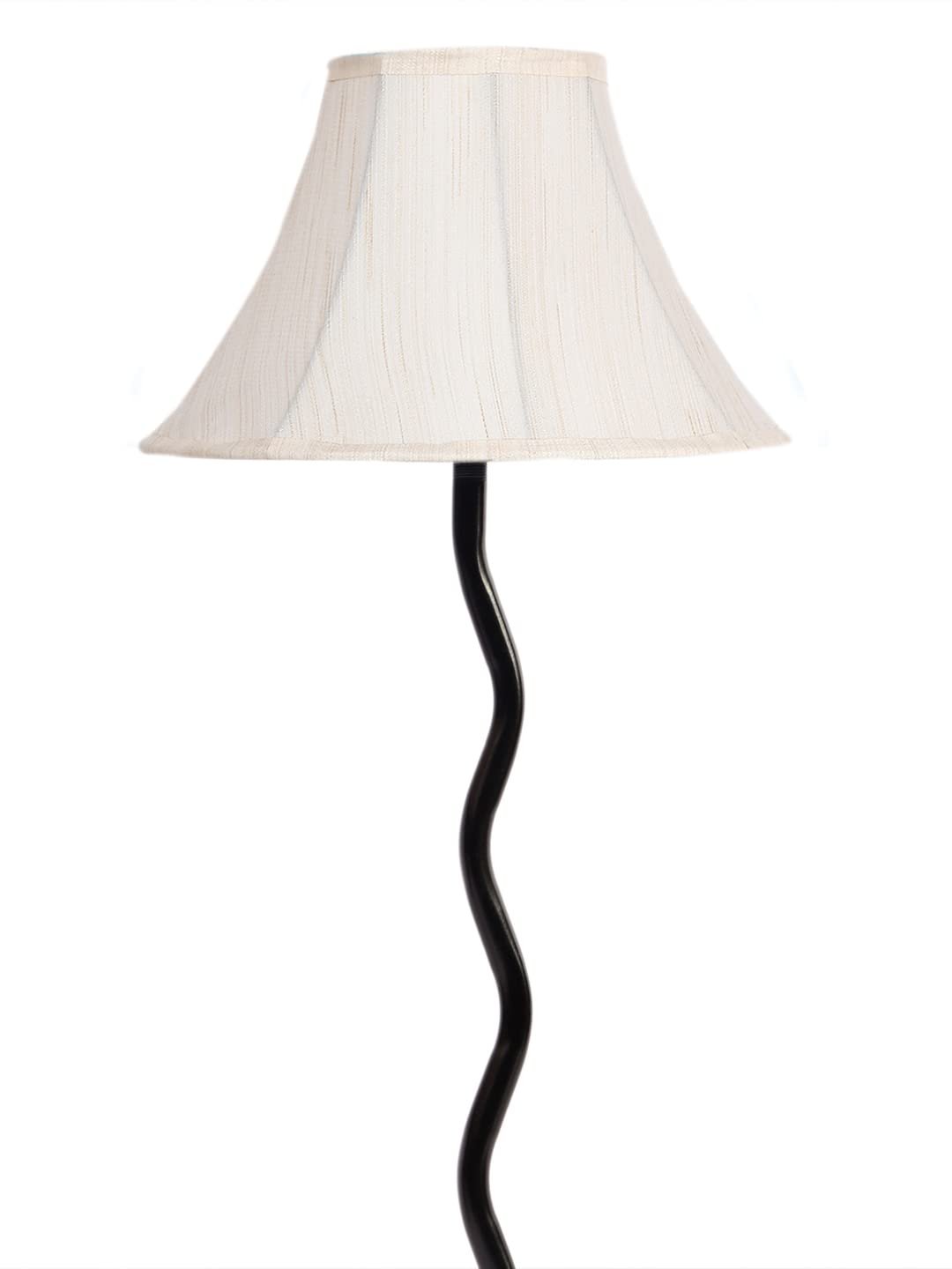 Off White Cotton Table lamp with Iron Zig Zag Lamp (12x24.2) Inches -2